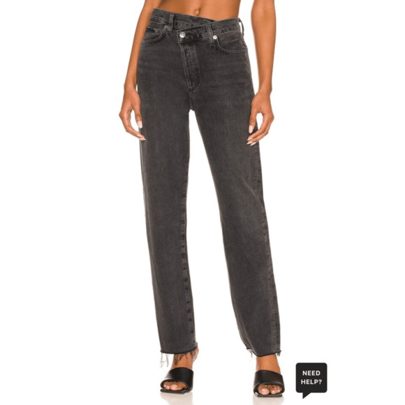 AGOLDE Criss Cross Straight in Shambles Frayed Raw Hem High Rise Jeans Size 31 - Picture 2 of 14